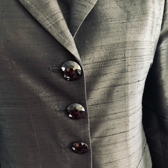 Shiny Black silk Pleated Long Dress With Slits & jacket 2 pc suit EUR 44 US 12 - Picture 10 of 16